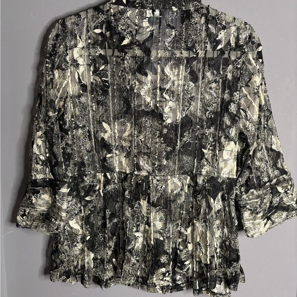 Talk of the Walk Black White Sheer Rhinestone Blazer Small - Picture 6 of 6